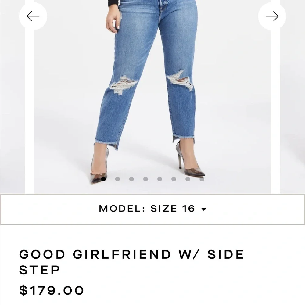 Good American Distressed Good Girlfriend Jeans Side Step Straight Leg Plus Size - Picture 14 of 14
